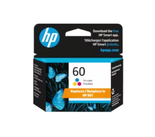 HP 60 Tri-color Original Ink Cartridge, CC643WN#140