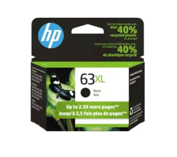 HP 63XL High Yield Black Original Ink Cartridge, F6U64AN#140