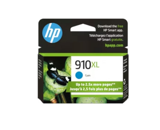 HP 910XL High Yield Cyan Original Ink Cartridge, 3YL62AN#140