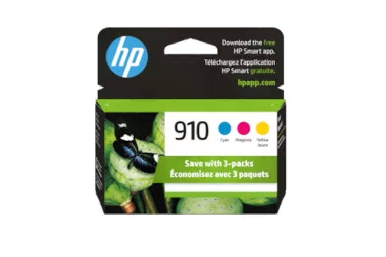 HP 910 3-pack Cyan/Magenta/Yellow Original Ink Cartridges, 3YN97AN#140