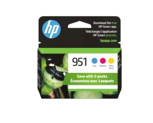 HP 951 3-pack Cyan/Magenta/Yellow Original Ink Cartridges, CR314FN#140